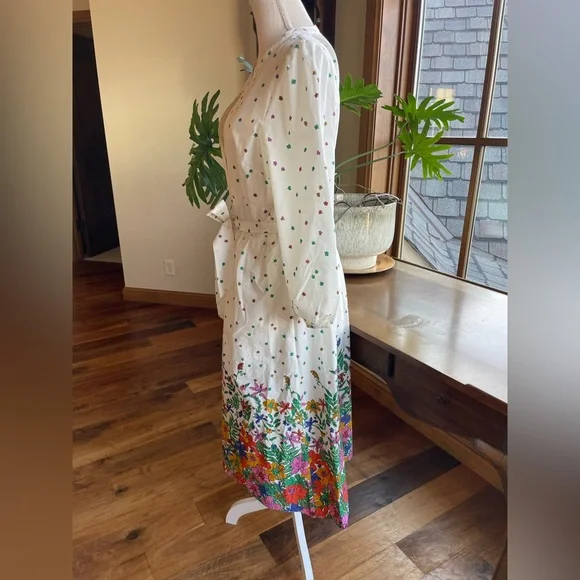 Talbots Cotton Poplin Midi Button Down Shirt Dress in Blissful Floral size 12 - Picture 3 of 14